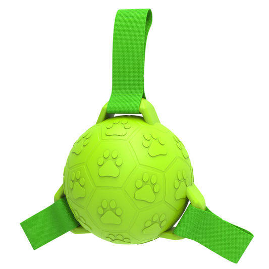 Durable Dog Toy Soccer Balls with Straps for Interactive Play