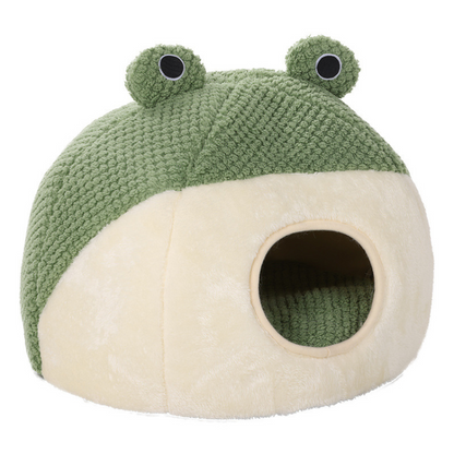 Cozy Frog-Shaped Cat Bed - Enclosed & Fun Design