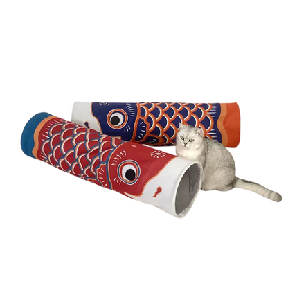 Durable Carp Printed Cat Tunnel Toy for Interactive Fun