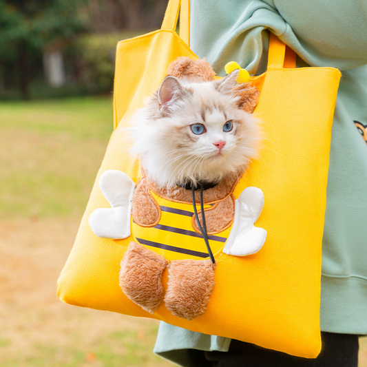 Durable Bees Canvas Cat Carrier Tote for Travel & Adventure