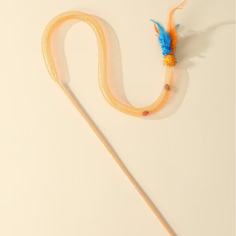 Interactive Cat Toy: Feather Bell Teaser Wand for Fun Play