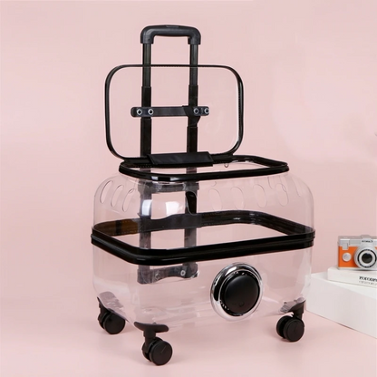 Transparent Cat Backpack Roller Carrier - Durable Pet Accessory
