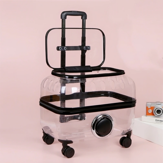 Transparent Cat Backpack Roller Carrier - Durable Pet Accessory