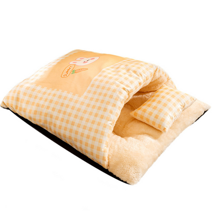 Cozy Plaid Cat Sleeping Bag Bed for Warmth and Comfort