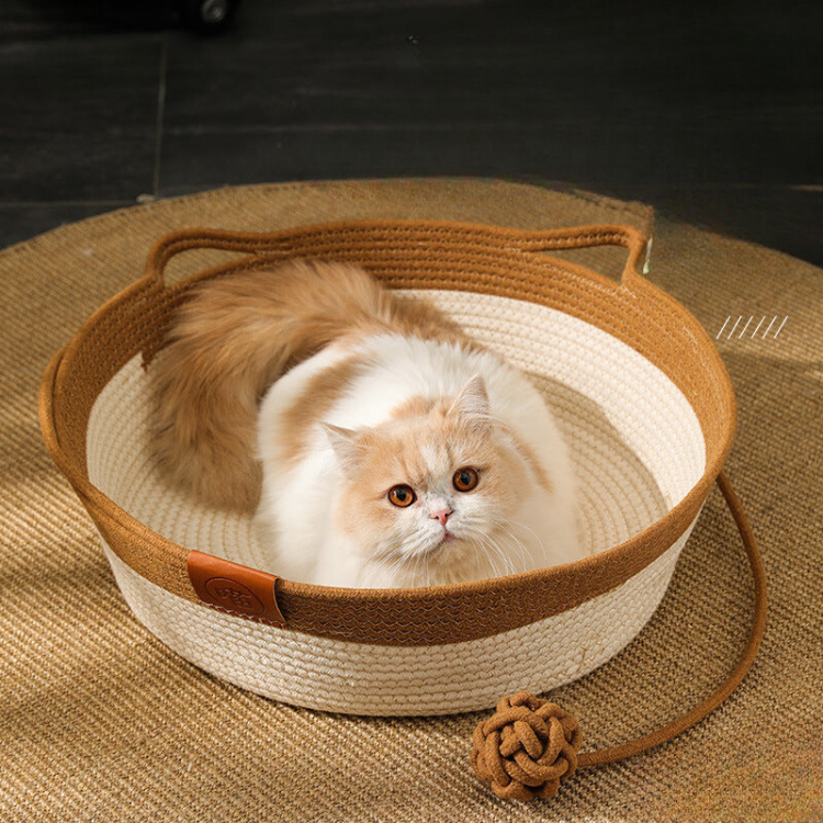 Durable Woven Cat Bed - Cozy Cotton Rope Mat for Comfort