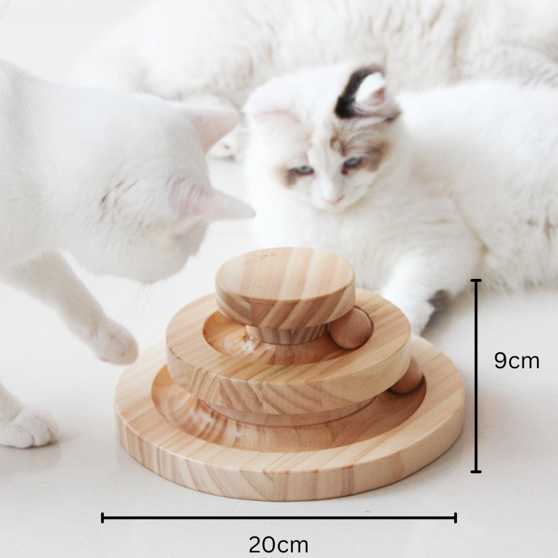 Interactive Cat Toy: Fun Wooden Turntable for Playtime