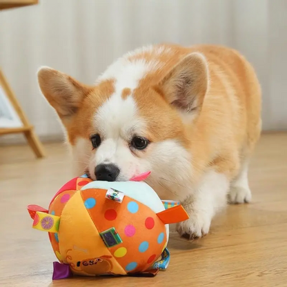 Interactive Dog Plush Ball Bell Toy - Fun & Durable Playtime!