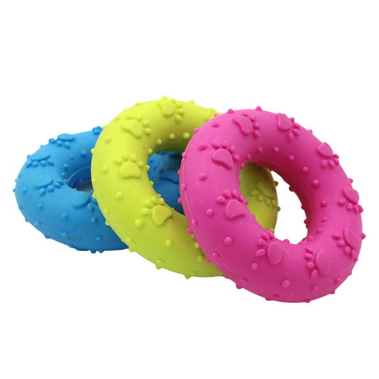 Durable Dog Chew Toy - TPR Footprint Donut Ring