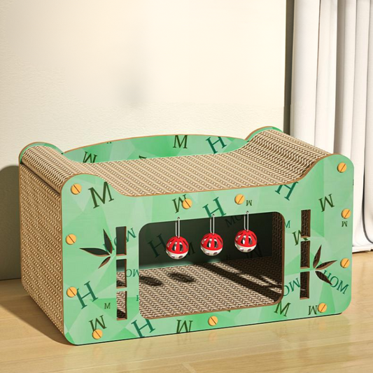 Interactive Cat Toy: Cardboard Tunnel Bed with Bells