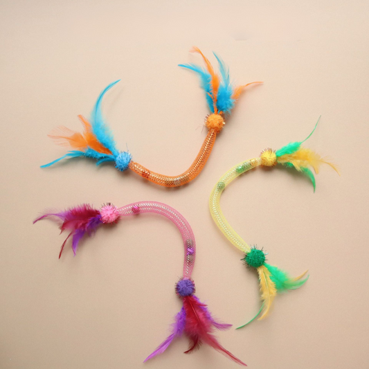 Interactive Cat Toy: Chewing Catnip Ball with Feathers