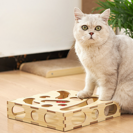 Interactive Wooden Cat Toy Maze for Engaging Playtime