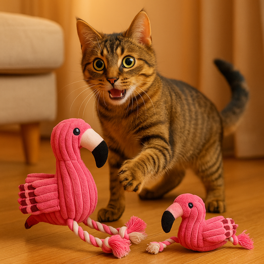 Interactive Squeaker Plush Dog Toy - Fun Flamingo Design