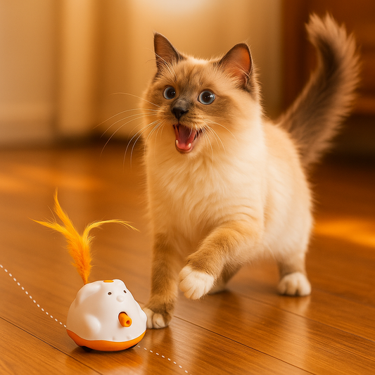 Interactive Cat Toy with Feather Teaser & Laser Light Fun