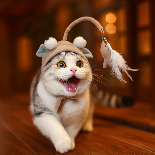Interactive Cat Toy: Mouse Feather Teaser for Endless Fun