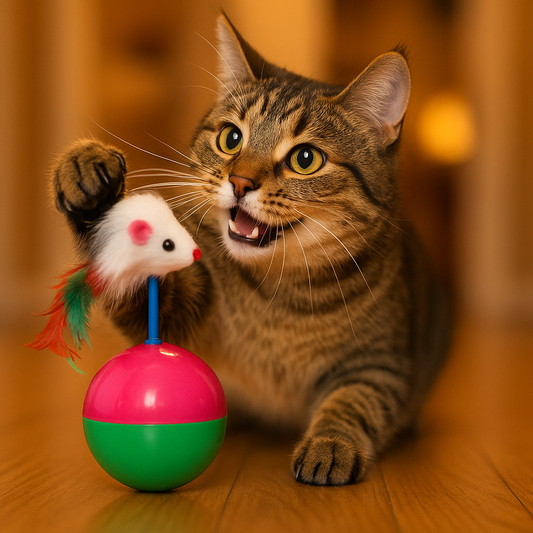 Interactive Cat Toy: Tumbler with Mouse Feather for Fun Play