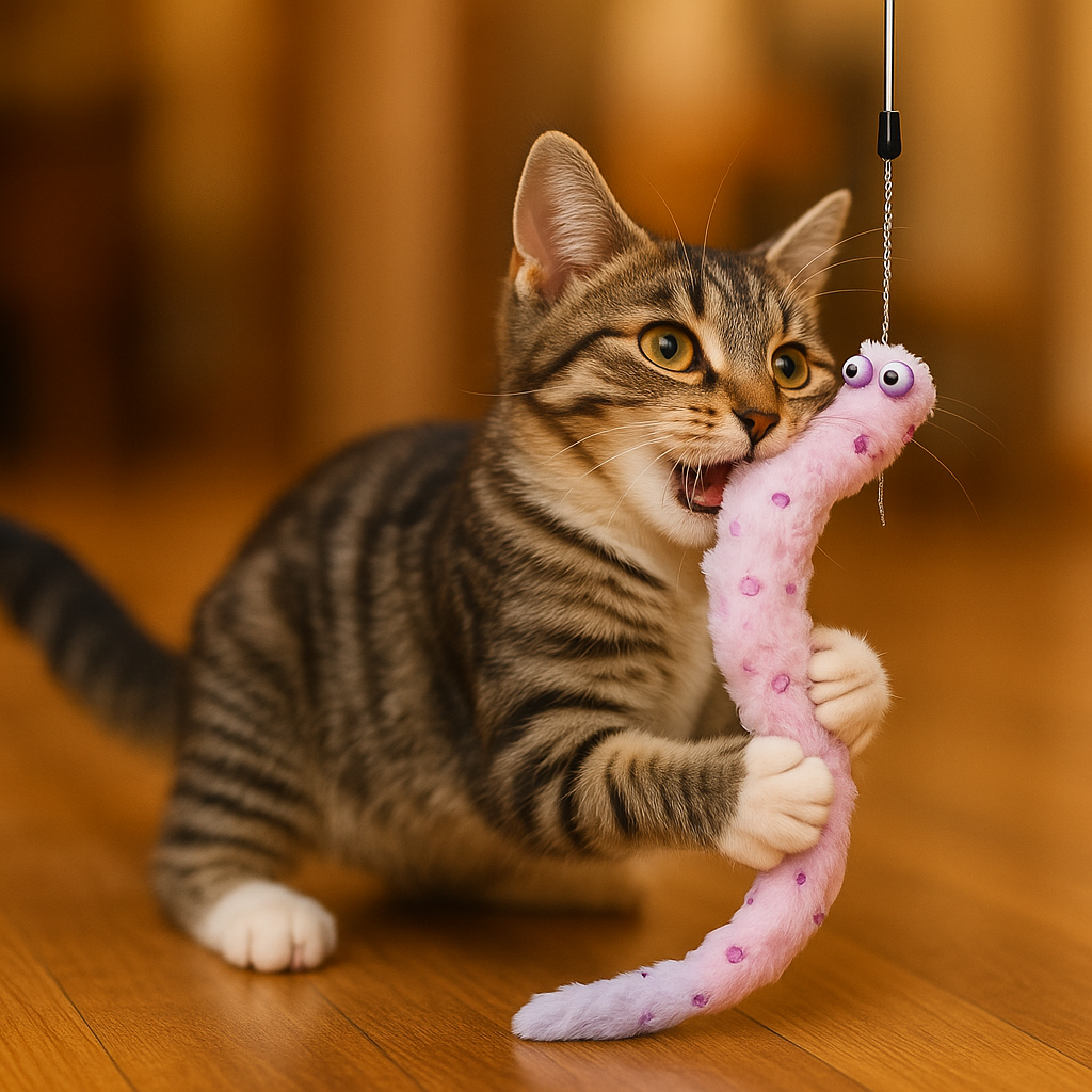 Interactive Plush Cat Toy Wand with Bell for Endless Fun
