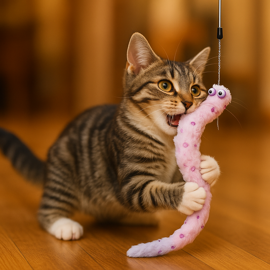 Interactive Plush Cat Toy Wand with Bell for Endless Fun