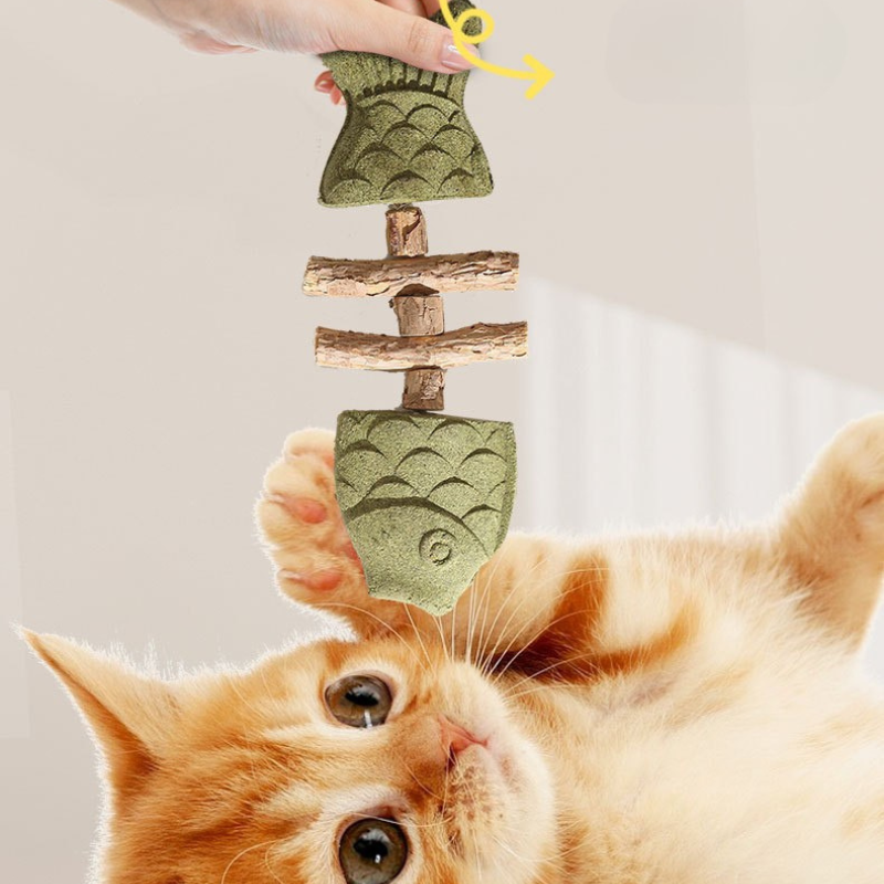 Durable Cat Toy: Fish Bone Catnip Teething Stick for Fun