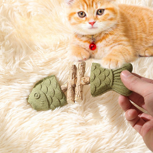 Durable Cat Toy: Fish Bone Catnip Teething Stick for Fun