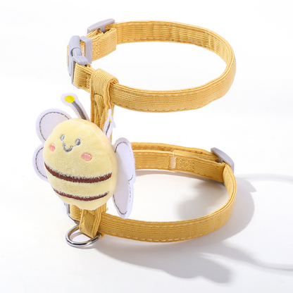 Adjustable Cartoon Bee Cat Harness & Leash Set - Fun & Safe
