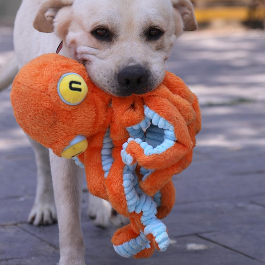 Durable Plush Dog Toy with Squeaker - Fun Octopus Design