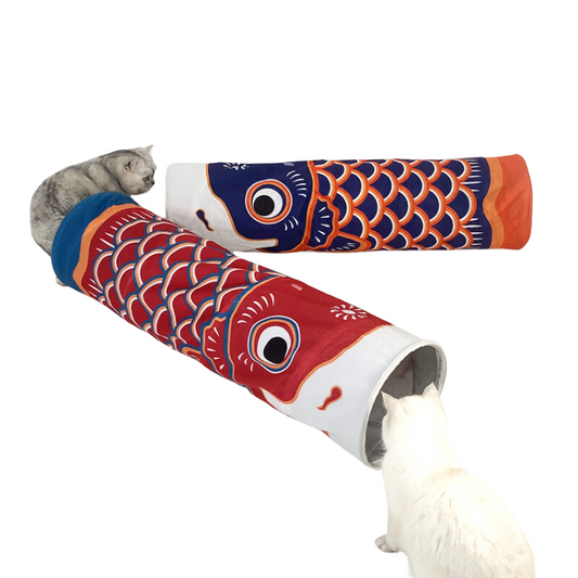 Durable Carp Printed Cat Tunnel Toy for Interactive Fun