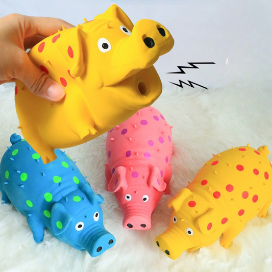 Durable Squeaky Dog Toy - Fun Latex Plush Pig