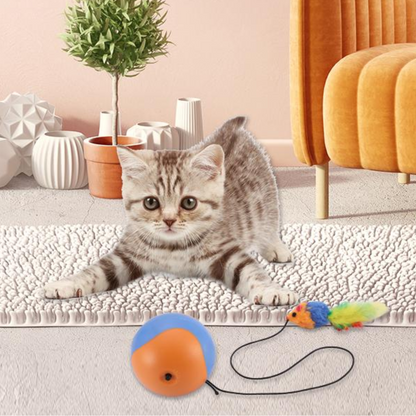 Interactive Cat Toy: Rolling Ball with Mouse Feather Fun