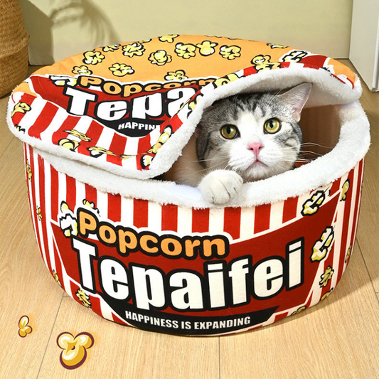 Cozy Covered Cat Bed - Warm & Snug Pet Accessory