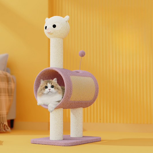 Cozy Cat Scratching Post with Hideout - Durable & Fun!