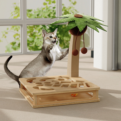 Interactive Cat Toy: Maze Box with Bell Ball & Scratching Posts