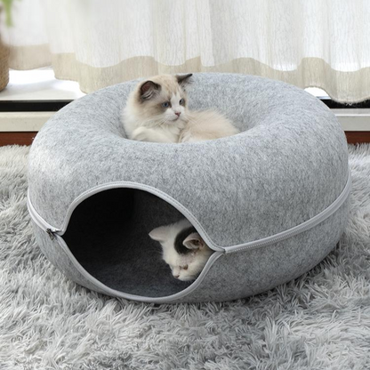 Durable Felt Cat Tunnel Bed - Cozy & Fun Pet Accessory