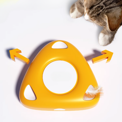 Interactive Triangle Maze Cat Toy with Feathers for Fun Play