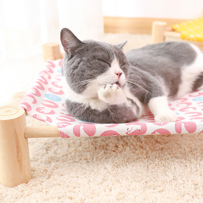 Elevated Wooden Cat Bed - Stylish & Cozy Pet Accessory