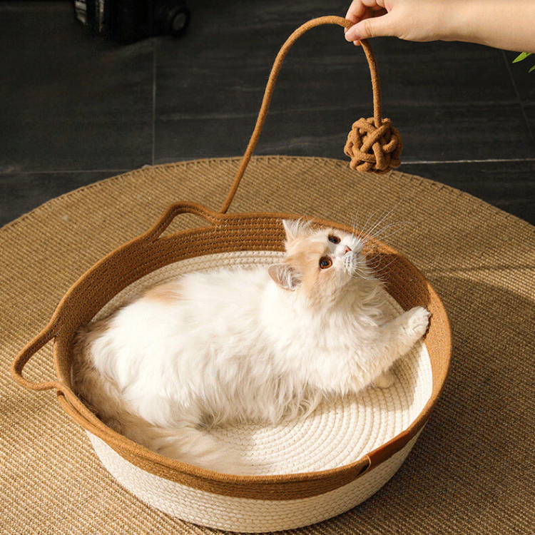 Durable Woven Cat Bed - Cozy Cotton Rope Mat for Comfort
