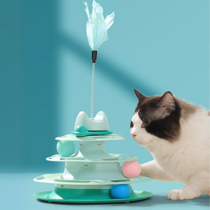 Interactive Cat Toy: Tower of Tracks Turntable Fun