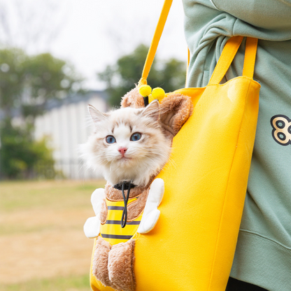 Durable Bees Canvas Cat Carrier Tote for Travel & Adventure