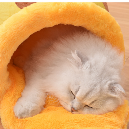 Cozy Covered Cat Bed - Perfect for Autumn & Winter Comfort