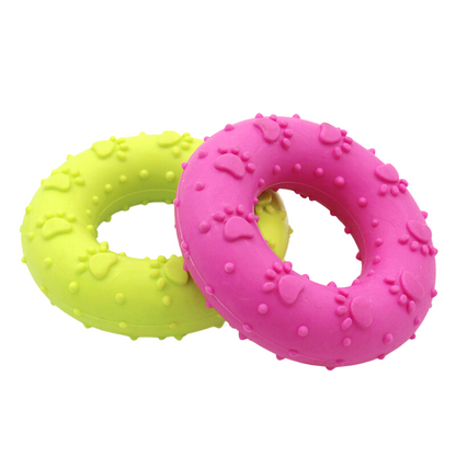 Durable Dog Chew Toy - TPR Footprint Donut Ring