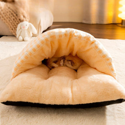 Cozy Plaid Cat Sleeping Bag Bed for Warmth and Comfort