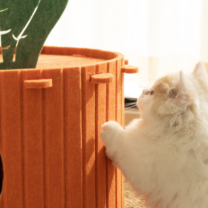 Interactive Carrot Cat Tunnel Bed - Cozy Felt Hideaway