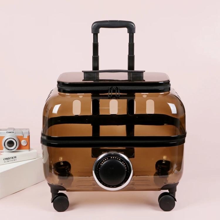 Transparent Cat Backpack Roller Carrier - Durable Pet Accessory