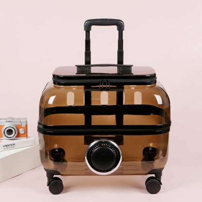 Transparent Cat Backpack Roller Carrier - Durable Pet Accessory