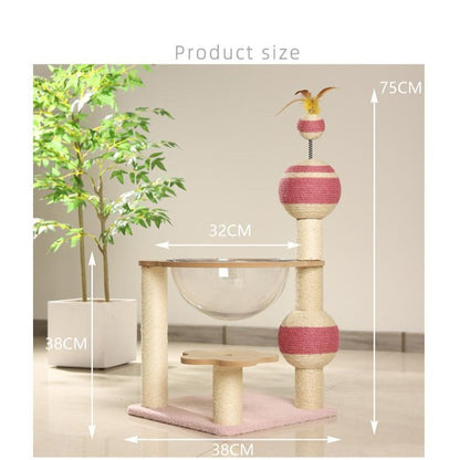 Interactive Cat Tree Condo with Clear Resting Bed & Sisal Ball