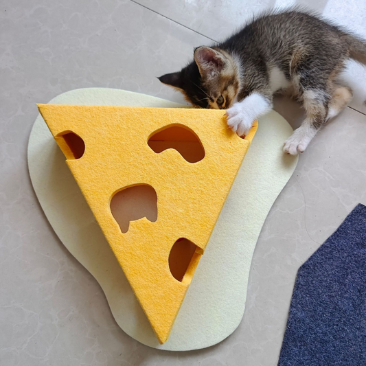 Interactive Felt Cheese Slice Cat Toy for Fun Playtime