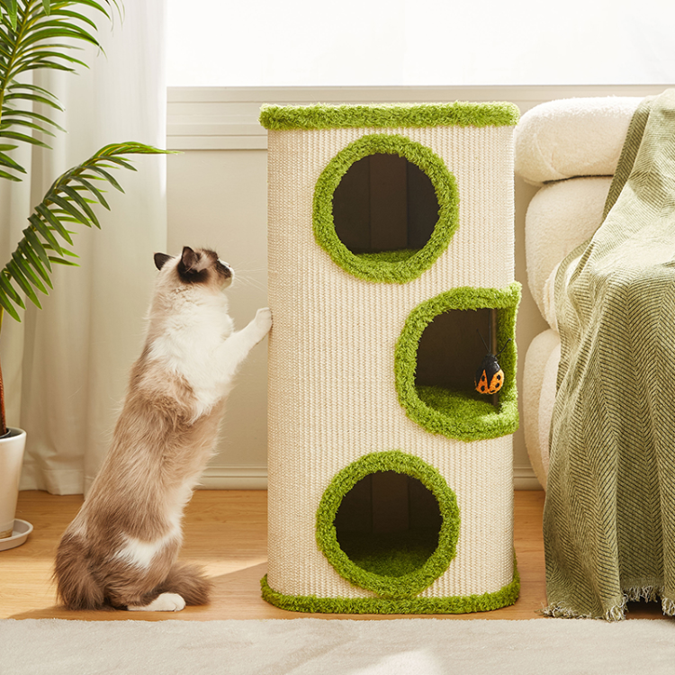 Durable Multi-Layer Cat Tree Condo with Sisal Toys
