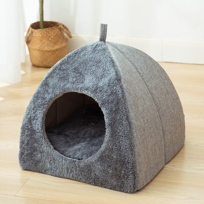 Cozy Enclosed Cat Bed - Warm Triangular Pet Accessory