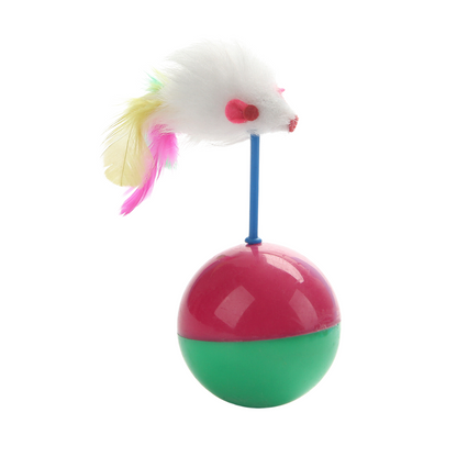 Interactive Cat Toy: Tumbler with Mouse Feather for Fun Play