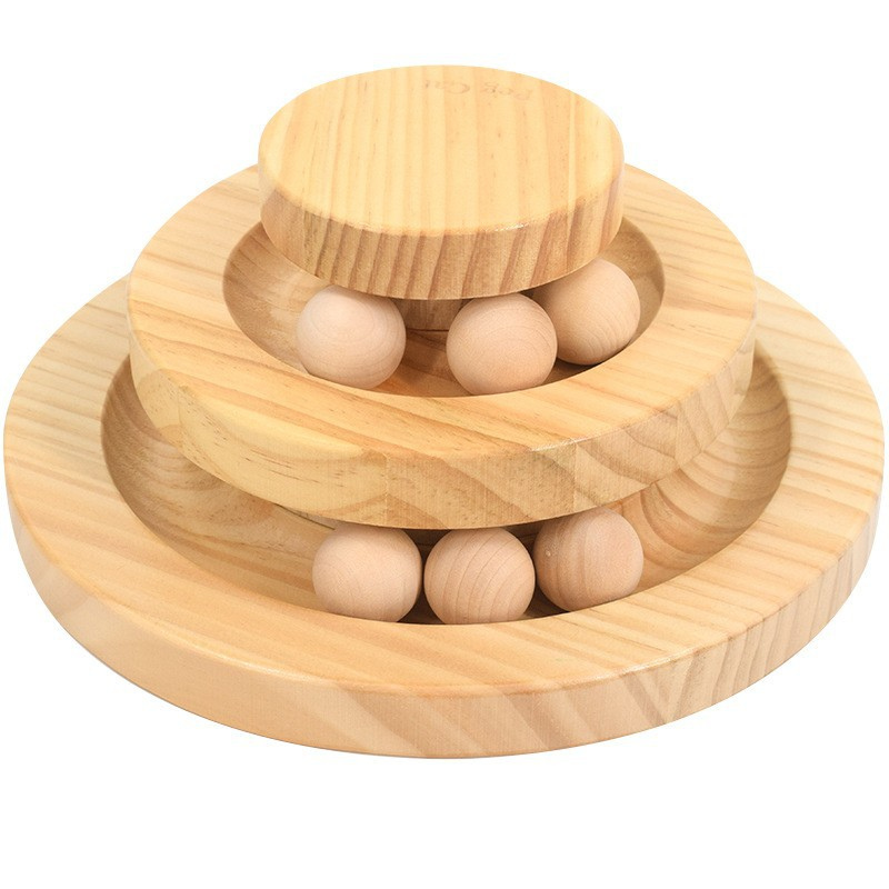Interactive Cat Toy: Fun Wooden Turntable for Playtime