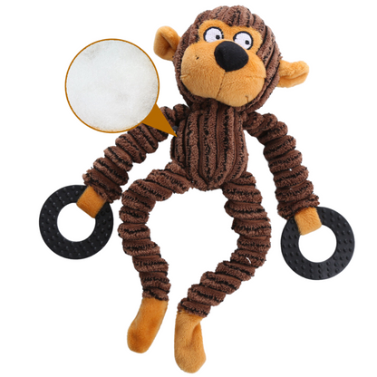 Durable Plush Dog Toy with Squeaky Ring for Interactive Play